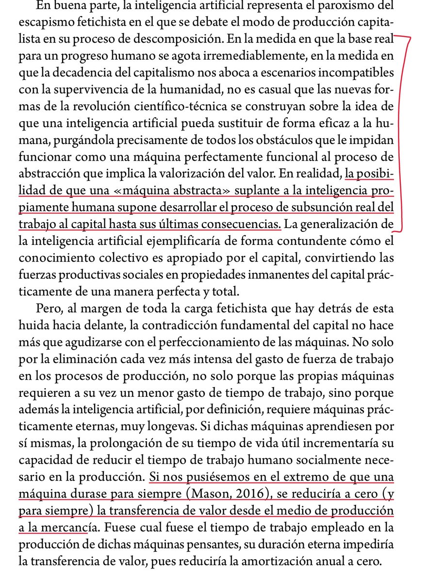 Anzuelo3's tweet photo. Me estoy leyendo un librito y esto sobre la IA condensa en pocas líneas cuáles serán las consecuencias de su cada vez más acelerada generalización https://t.co/hePmQKX9io