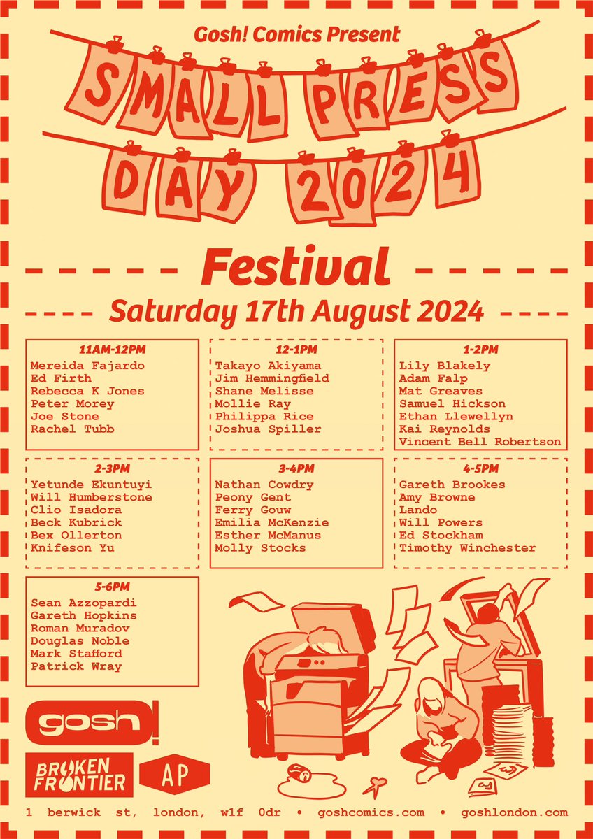 I’ll be appearing <a href="/GoshComics/">Gosh! Comics</a> for #SmallPressDay!

Specifically, at 12-1pm. I’ll have several comics for sale, including some very short-supply ones that otherwise are only available in digital form. Hope to see you there on Saturday Aug 17th!