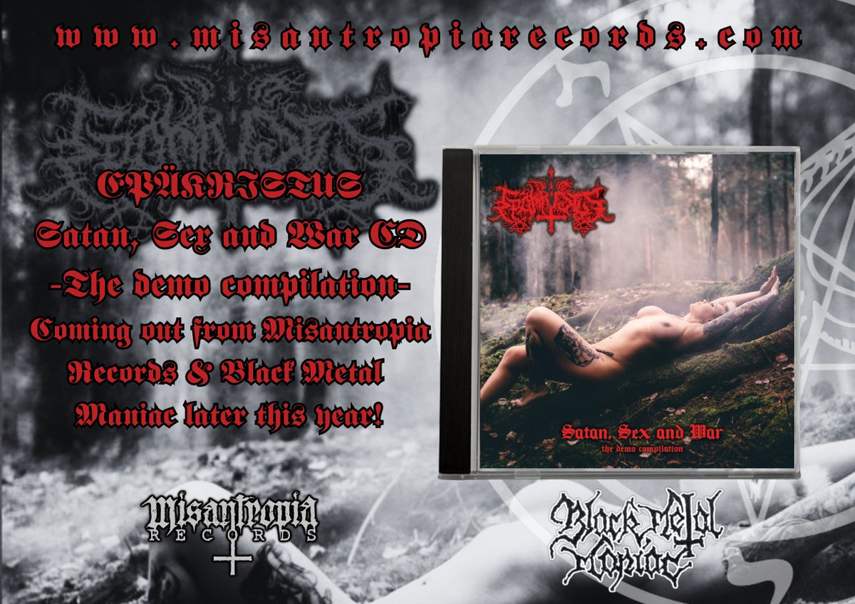 Epäkristus - Satan, Sex and War demo compilation CD coming out later this year from Misantropia Records and Black Metal Maniac.

#upcomingrelease #epäkristus #finnishblackmetal #misantropiarecords #blackmetalmaniac
