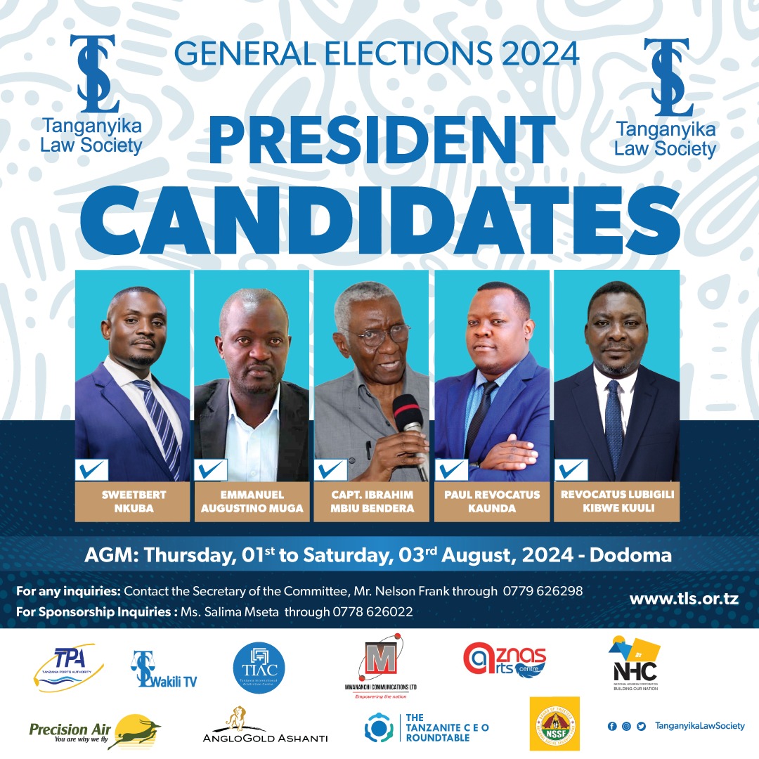 TanganyikaLaw's tweet photo. WAGOMBEA URAISI  WA TLS KWA MWAKA 2024. #TUKUTANEDODOMA #TLSAGM2024 #TLSElections2024 https://t.co/2swmGmzNOM