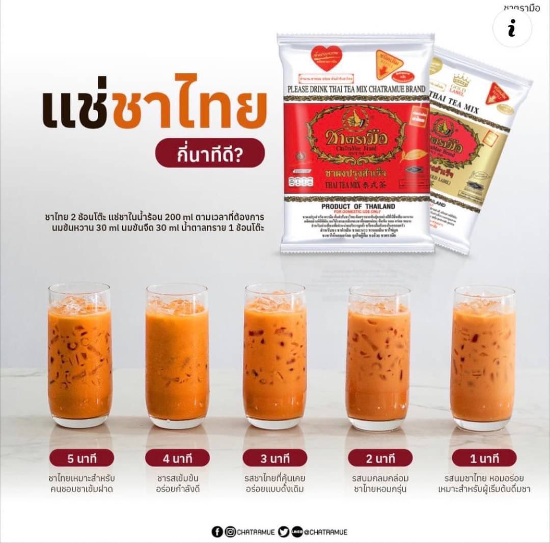 ชาไทยฟีเวอร์ขนาดนี้ ต้องทำกินให้เป็นแล้วมั้ย อันนี้เราทำกินบ่อย อร่อยมากก

-แช่ชาไทย ประมาณ2-3นาที รู้สึกกำลังหอมม
-นมข้น
-คาเนชั่นไข่เจียว
-นมสด

แล้วแต่คนชอบนะ สัดส่วนไม่ค่อยได้กะเท่าไหร่  แต่ซื้อกินก็ง่ายกว่าแหละ แต่ถ้ากินบ่อยๆ อันนี้ก็ประหยัดนะ ส่วนตัวชอบชาตรามือ นางหอมมม