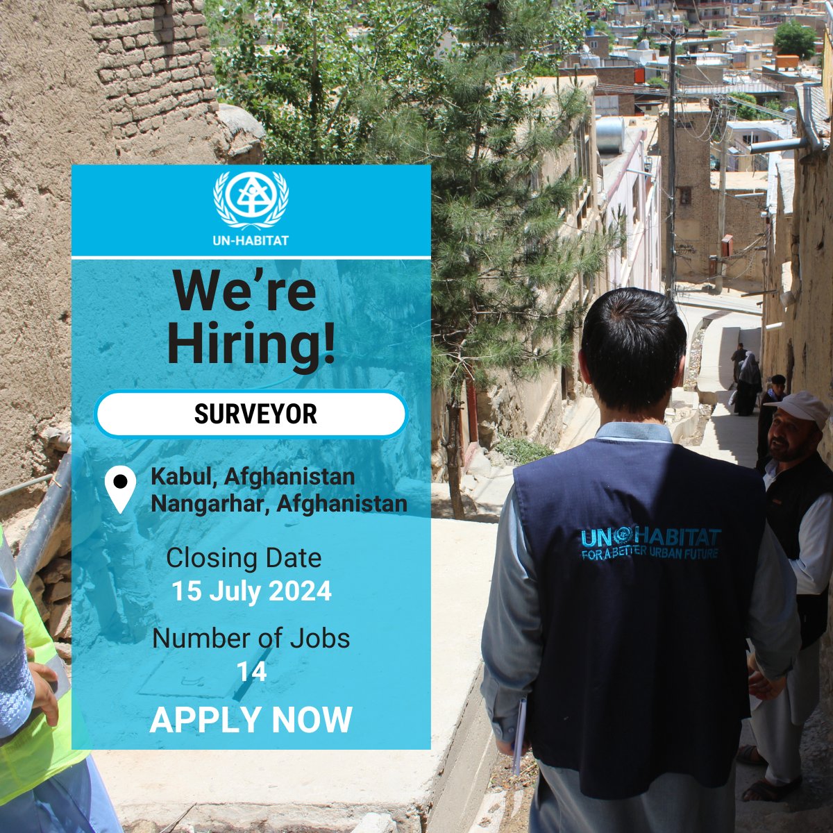 UNHabitatAf's tweet photo. 📢 #JobAlert !

We’re looking for 14 #surveyors based in Kabul &amp; Nangarhar to join the team. Candidates who meet the requirements are highly encouraged to apply. Deadline is 15 July 2024.

Click the links below &amp; learn more:
https://t.co/EKdIFDtAIg
https://t.co/MLnXJ31btA https://t.co/lZlEMAEGqs