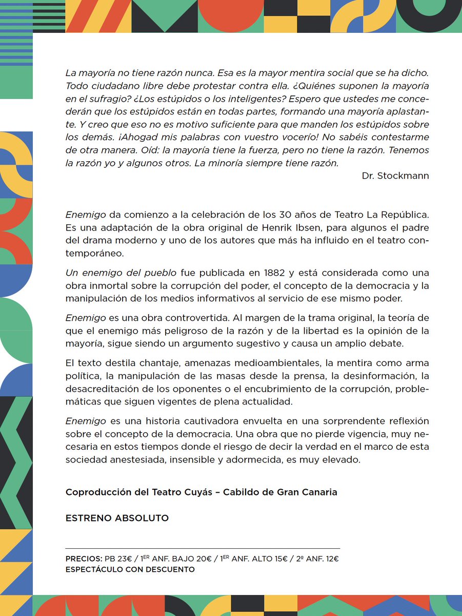El viernes se presentó la primera parte de la próxima temporada del Teatro Cuyás. Así comenzaremos la conmemoración de nuestros 30 años. Les esperamos.
@teatrocuyas @tonibaezjimenez @davidharadawade @alicia_ramos86 @teatrolarepublica <a href="/nachorepublica/">☭ⵣ Nacho La Republica ⵣ☭</a> @crescenica <a href="/culturaguimes/">Cultura Agüimes</a>