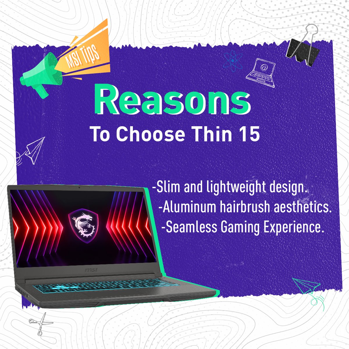 MSIMiddleEast's tweet photo. ูุตุงุฆุญ MSI
ูู
ุงุฐุง ูุฌุจ ุนููู ุงุฎุชูุงุฑ Thin15
- ุชุตู
ูู
ูุญูู ูุฎููู ุงููุฒู.
- ุฃูู
ููููู
ุจู
ุธูุฑ ูุฑุดุงุฉ ุงูุดุนุฑ.
- ุชุฌุฑุจุฉ ุฃูุนุงุจ ุณูุณุฉ.
Why choosing Thin15
- Slim and lightweight Design.
- Aluminum Hairbrush aesthetics.
- Seamless Gaming Experience.
https://t.co/RNo2gIqC23
#Laptop #MSI #Thin15 https://t.co/3KjS9dkCt6