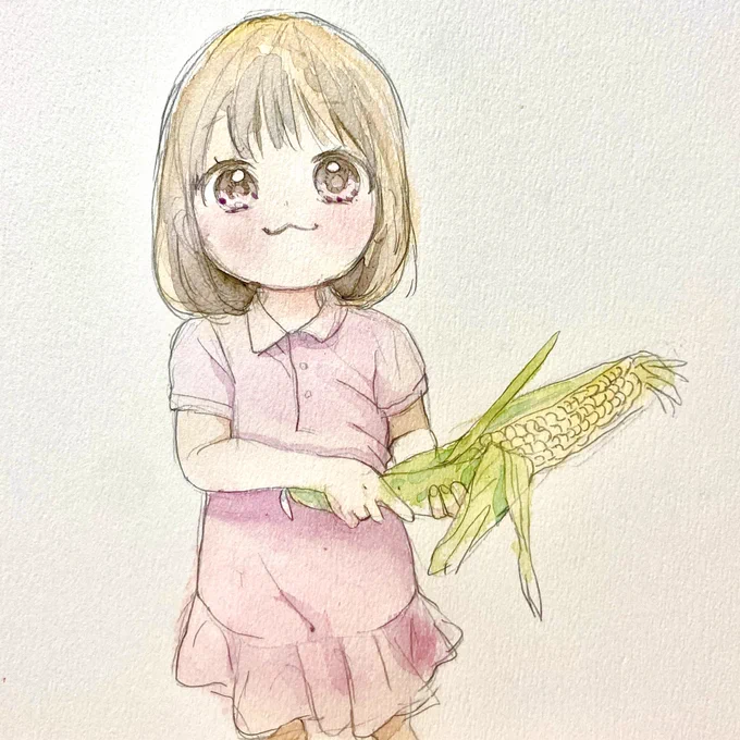 7/7 おっきいとうもろこしを買ったよ とうもろこしごはんにしてもらいたいな (コトリ)