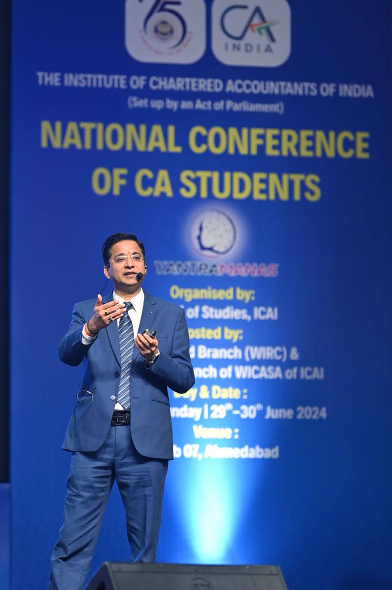 rajeshpalviya's tweet photo. I had a fantastic time at the #ICAI National Conference organized by the Board of Studies and hosted by the #WIRC & #WICASA #Ahmedabad branch! It was a great honour to share my insights on the Indian stock market and economic growth with enthusiastic and bright CA students. Their curiosity and eagerness to learn were truly inspiring. Engaging with the next generation of financial leaders and witnessing their passion for the industry was a rewarding experience. I am confident that with their dedication and drive, the future of finance in India is in great hands. Many thanks to the organizers for putting together such a fantastic event.
@bosaicai @theicai @AxisDirect_In #ICAINationalConference #CAStudents #FinanceFuture #StockMarketInsights #EconomicGrowth #LearningAndGrowth #WIRC #WICASA #Ahmedabad
