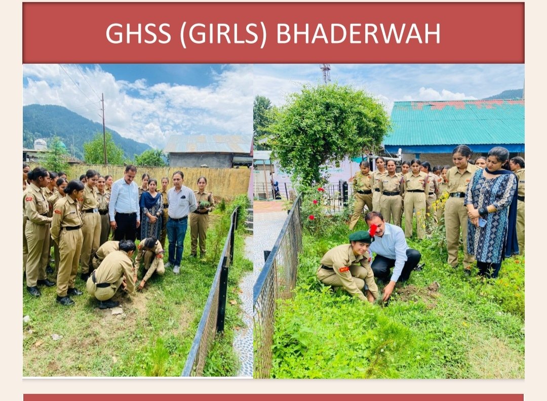 NCCDteJKL's tweet photo. #VanMahotsav Bhaderwah NCC Unit's tree plantation drive strengthens green cover in Doda, Kishtwar& Ramban districts.500 cadets planted 800 trees! With community support,more trees will be planted.Supporting PM's initiative #एक_पेड़_माँ_के_नाम & NCC's #onecadetonetree https://t.co/00i6fOswRI