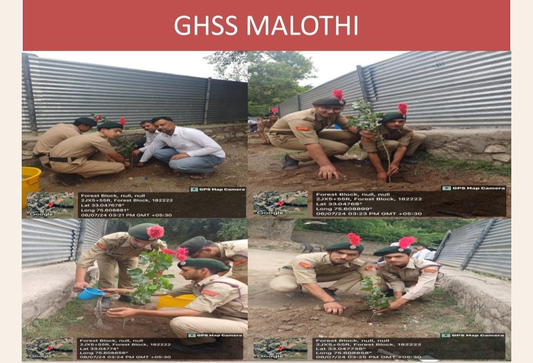NCCDteJKL's tweet photo. #VanMahotsav Bhaderwah NCC Unit's tree plantation drive strengthens green cover in Doda, Kishtwar& Ramban districts.500 cadets planted 800 trees! With community support,more trees will be planted.Supporting PM's initiative #एक_पेड़_माँ_के_नाम & NCC's #onecadetonetree https://t.co/00i6fOswRI