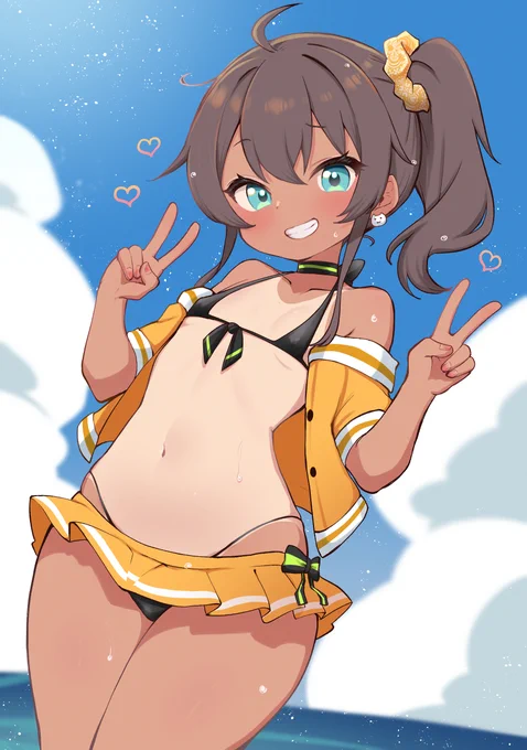 とんでもない暑さなので水着姿の夏色まつりちゃんを描きました