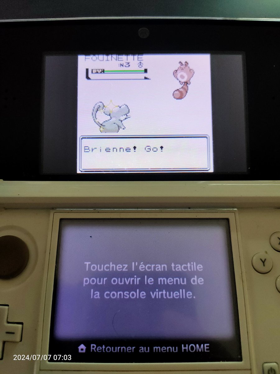 Rattata obtenu en 5142 rencontres validant ma deuxième étape du SRQ sur cristal 😁