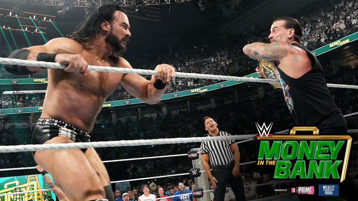 WWE's tweet photo. .@DMcIntyreWWE cashed in the #MITB contract during the battle between @WWERollins and @ArcherOfInfamy for the World Heavyweight Championship... but it was @CMPunk that had the last laugh!

RESULTS: https://t.co/MMvpM2SXuE https://t.co/SHm4z541i4