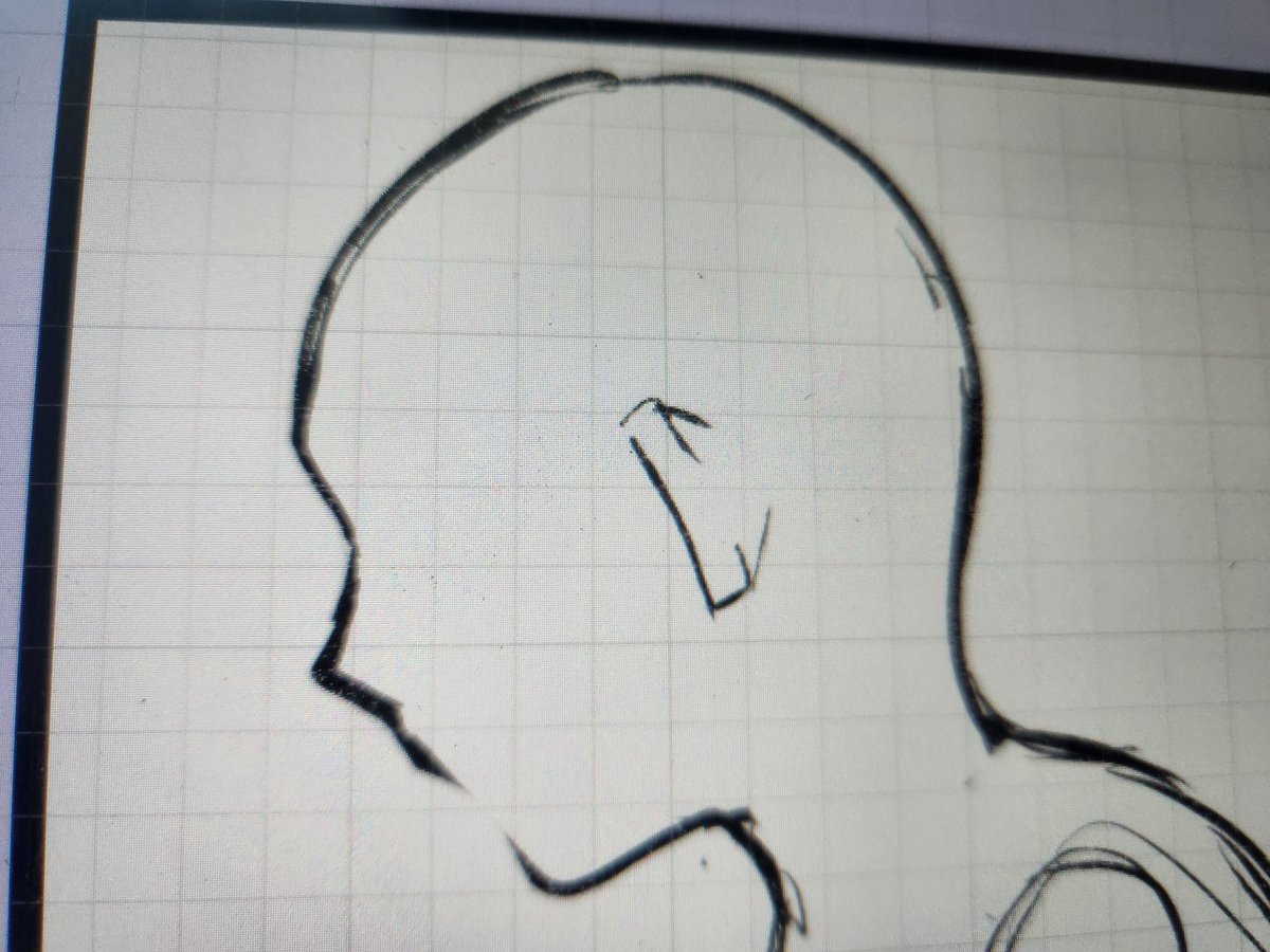 上手く描けた横顔、この後2/3消えます