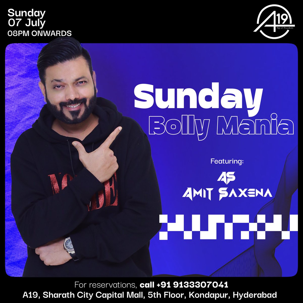 djamitsaxena's tweet photo. #𝐒𝐔𝐍𝐃𝐀𝐘 #𝐁𝐎𝐋𝐋𝐘𝐌𝐀𝐍𝐈𝐀
𝐖𝐢𝐭𝐡 @djamitsaxena 
#𝐀𝟏𝟗 #𝐊𝐥𝐮𝐛 &amp; #𝐊𝐢𝐭𝐜𝐡𝐞𝐧 #sarathcitymall #kondapur #Hyderabad #Telangana #India
#𝗧𝗼𝗻𝗶𝗴𝗵𝘁 𝟬𝟳-𝟬𝟳-𝟮𝟬𝟮𝟰,𝟴𝗣𝗠!
📞 +9133307041 | 42
#Amitsaxena #Djamitsaxena #DjAmit #music #Hiphop #EDM #Bollywood https://t.co/Xmb3bacaaw