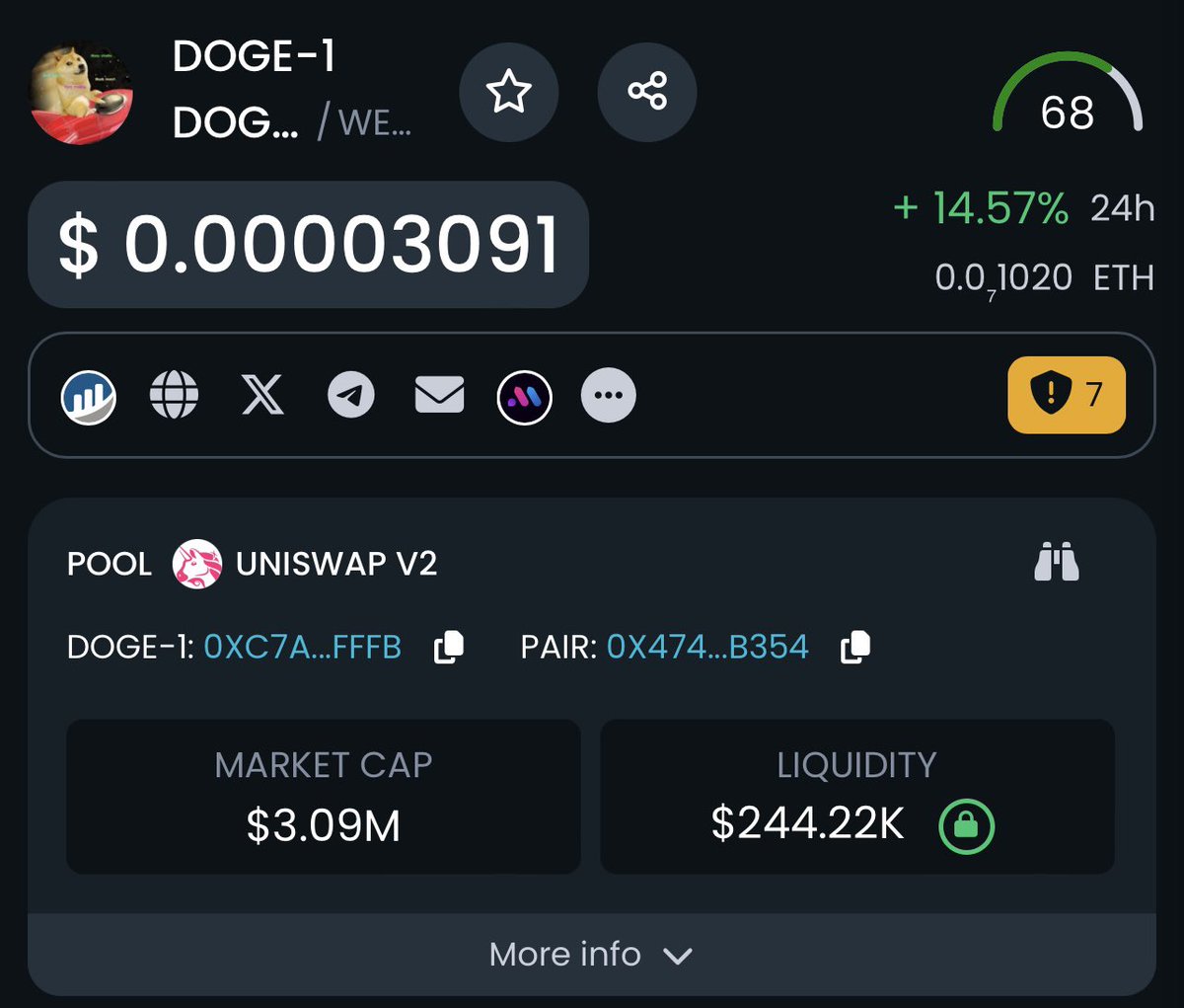 In case you were looking for #DOGE themed memecoins - here’s one. It’s $DOGE-1 the token is the memecoin of the satellite and mission created by the owner and operator 😳🚀

The founder of this project is completely doxxed. His name is Samuel Reid, a vendor of SpaceX and he's