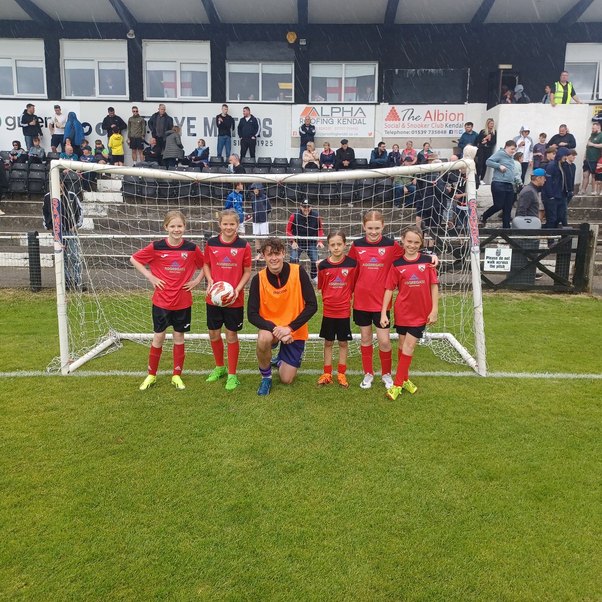 Fantastic day for <a href="/ShrimpsWomen/">Morecambe FC Women</a> U11s at <a href="/kendaltownfc/">Kendal Town FC</a> v <a href="/MorecambeFC/">Morecambe FC</a> meeting all the players. Led out by N0.7 Jorgie, the team shook hands with players followed by a penalty shootout at halftime. Thankyou <a href="/kendaltownfc/">Kendal Town FC</a>