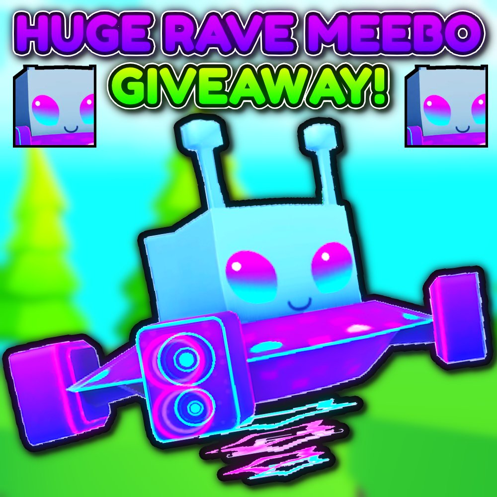 🛸HUGE RAVE MEEBO IN A SPACESHIP GIVEAWAY! 🪩

🎉To Enter:

👍Follow <a href="/Vinxciiiii/">Vinxci</a> 
❤️Like the post!
🌟Retweet!
🥳Reply with Roblox Username!

📅Giveaway ends in 3 days! (7/10/24)
#PetSimulator99 #petsim99 #PS99 #petsim #PetSimulator #petsimx #roblox #PetSimulator99Giveaways