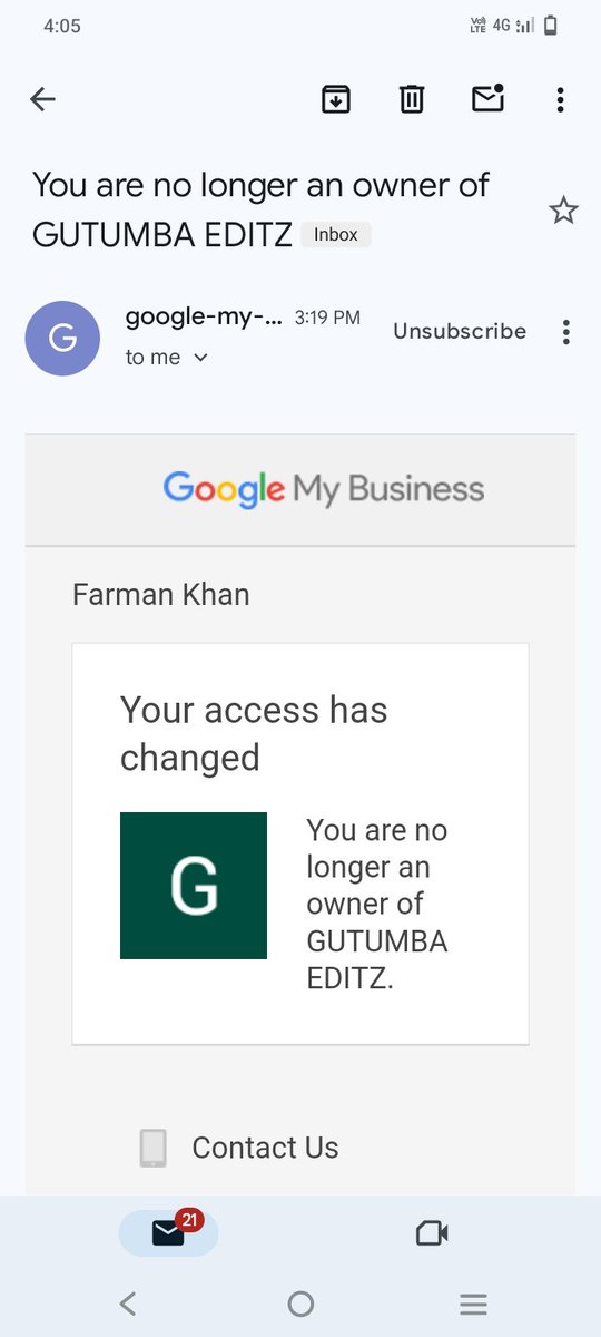 GutumbaEditz's tweet photo. Account Ownership Issue

Hi Google My Business Support Team,
I received a notification that I am no longer the owner of my business listing "GUTUMBA EDITZ." I believe this may have happened without my consent. I have taken all necessary steps to secure my account
@GoogleSmallBiz https://t.co/XmjupZIlSF
