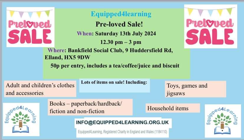 Leah Elizabeth Webster (@leahw030484) on Twitter photo Less than one week to go! Please come down to Elland and show your support on Saturday for our local Charity 💜 <a href="/Equipped4L/">Equipped4Learning</a> Less than one week to go! Please come down to Elland and show your support on Saturday for our local Charity 💜 <a href="/Equipped4L/">Equipped4Learning</a>