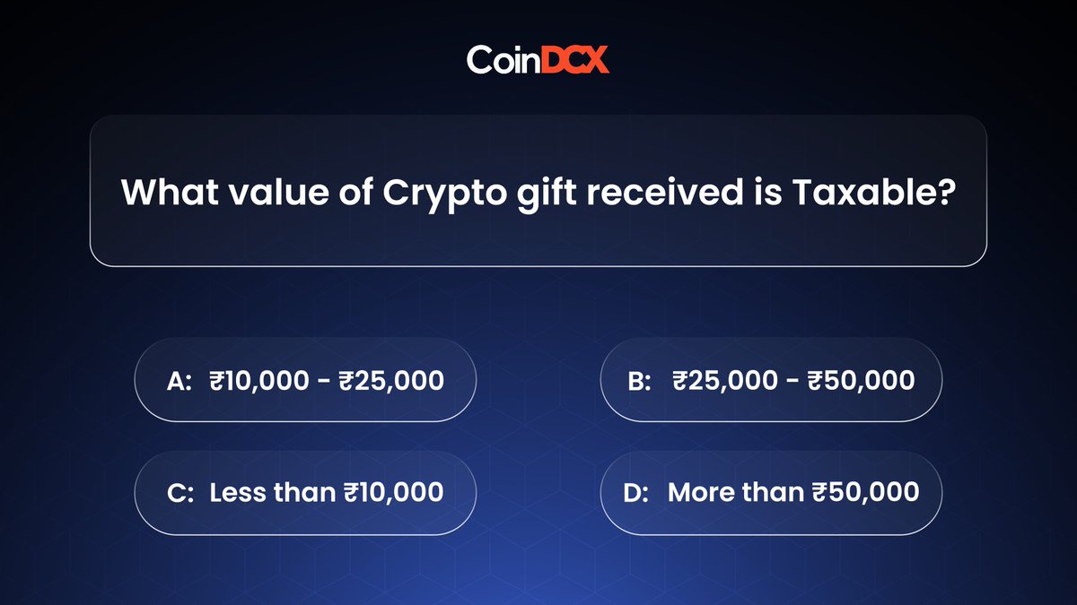 CoinDCX's tweet photo. Test your Crypto Tax knowledge!💡Comment below and see if you’re the smartest! 

PS. You’re already smart if you file your taxes using the link below! 👇

https://t.co/WwtUerouO7 https://t.co/MAy2Qa25IQ