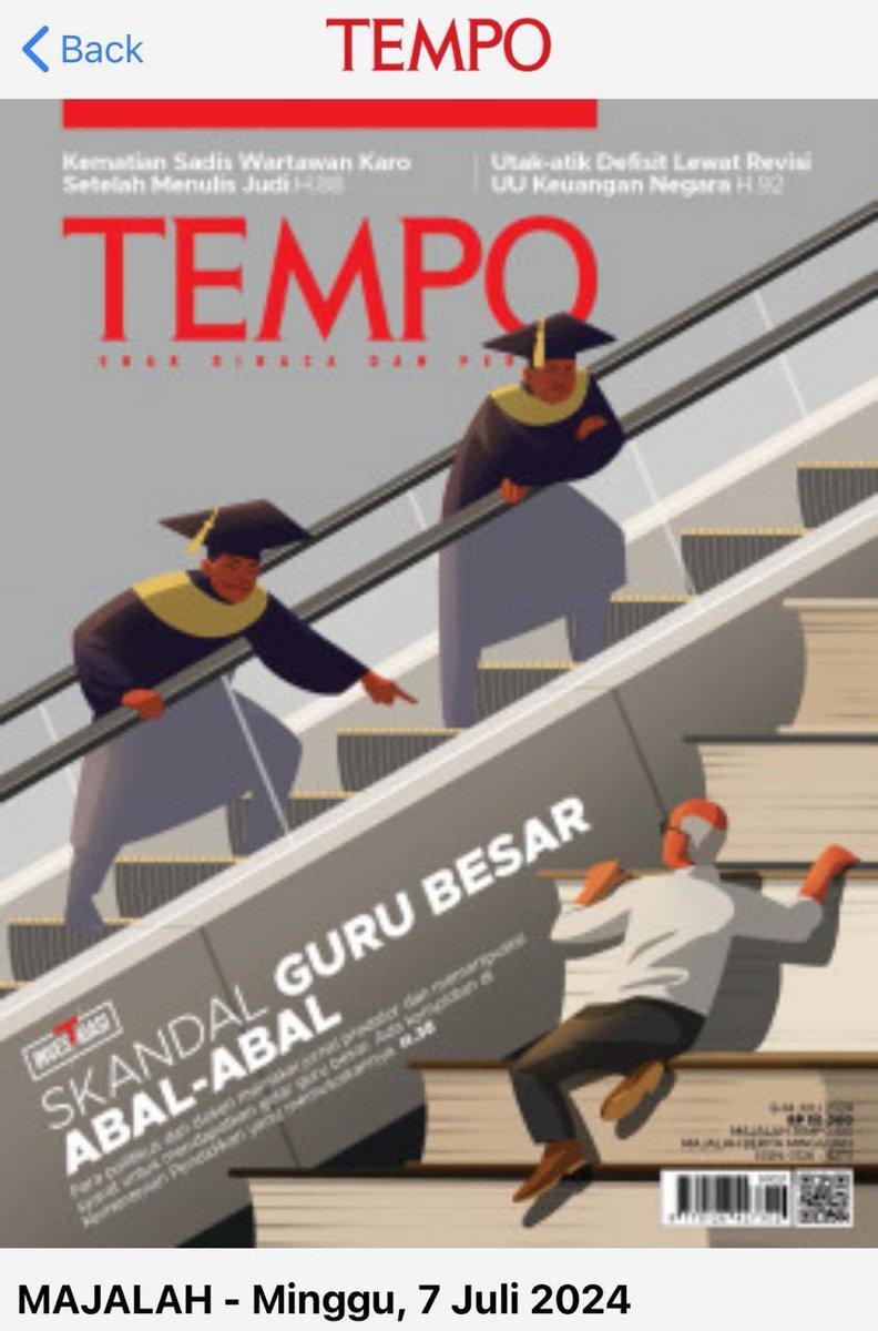 yanuarnugroho's tweet photo. skandal guru besar para pejabat publik yg diangkat majalah @tempodotco ini soal serius. 

wahai para pejabat, jadi profesor abal-abal itu bukan kebanggaan. itu memalukan! tidak ada gengsi2nya. yg ada adalah malu semur hidup, yg ikut ditanggung hingga anak-cucu.

sadarlah kalian! https://t.co/svUak8uVPq