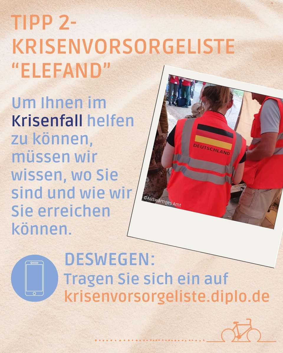 GermanyinKSA's tweet photo. ☀️It’s #summer and many of us are travelling.✈️
To our 🇩🇪travelers coming to🐪🇸🇦: Please keep in mind our #travel & security recommendations.
✍️Make sure to register in our worldwide crisis preparedness list – more info in the slides! 👇
#ELEFAND #ReiseSicherheitshinweise https://t.co/u8nTUFcG8B