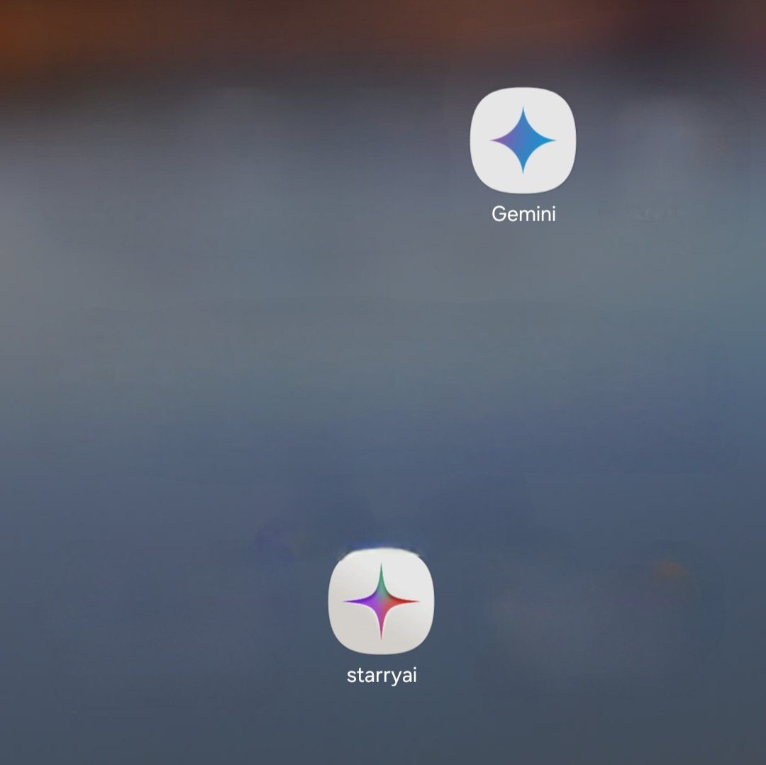 upalmieri's tweet photo. The #google 's chat bot #gemini logo is pretty much the same as the #starryai one. If I'm not wrong, Gemini was released in 2023 but Starryai much earlier. https://t.co/SIe533YURR