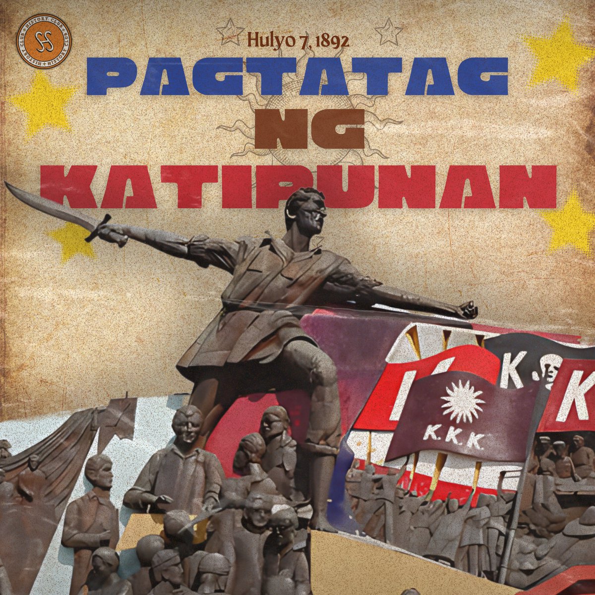 DLSUHistory's tweet photo. Sa araw ng Hulyo 7, 1892, sa Tondo, Maynila,  itinatag nina Andres Bonifacio, Teodoro Plata, Ladislao Diwa, and Deodato Arellano at iba pang kasapi ang Katipunan (KKK)  na hinahangad ang kalayaan ng Pilipinas mula sa pamamahala ng mga Espanyol.

Likha ni Jeysi Rodenas https://t.co/xDWGEVhWx7