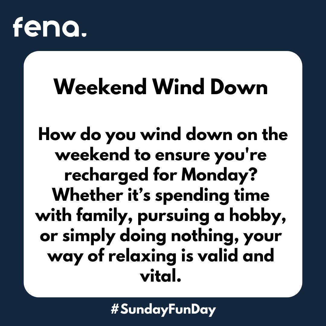 fenapayment's tweet image. Sunday feeling

Weekend Wind Down

How do you wind down on the weekend to ensure you&apos;re recharged for Monday? Whether it’s spending time with family, pursuing a hobby, or simply doing nothing, your way of relaxing is valid and vital.

 #WeekendWindDown #RelaxRecharge