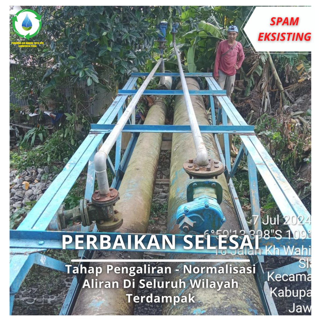 Progres Perbaikan Pipa DN 300 di Desa Slawi Kulon Kec.Slawi oleh PT Tirta Utama Provinsi Jawa Tengah

• Tahap pengelasan GV
• Perbaikan Selesai