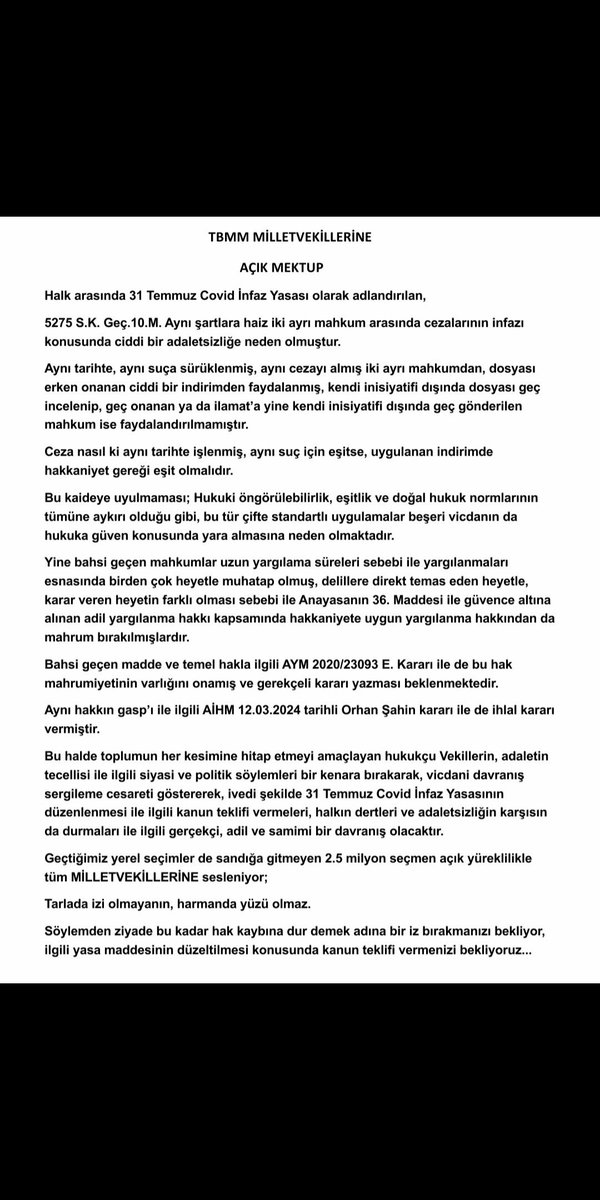 <a href="/bircan_conker/">sıradanadam</a> <a href="/gunaydingokhan/">Gökhan Günaydın</a> <a href="/avidrissahin/">Av. İdris Şahin</a> <a href="/isamesihsahin/">İsa Mesih Şahin</a> <a href="/YS_Turkoglu/">Selçuk Türkoğlu</a> <a href="/M_Sarigul/">Mustafa Sarıgül</a> Teşekkürler #BizimVekiller
<a href="/gunaydingokhan/">Gökhan Günaydın</a> 
<a href="/avidrissahin/">Av. İdris Şahin</a> 
<a href="/isamesihsahin/">İsa Mesih Şahin</a> 
<a href="/YS_Turkoglu/">Selçuk Türkoğlu</a> 
<a href="/M_Sarigul/">Mustafa Sarıgül</a> 
Şans değil 
ayrıcalık değil 
adaletsizlik değil 
Eşitlik ilkesi gereği haklarını arayan 
31 Temmuz yasası mağdurlarının mücadelesinde halkın sesi olduğunuz için teşekkürler.