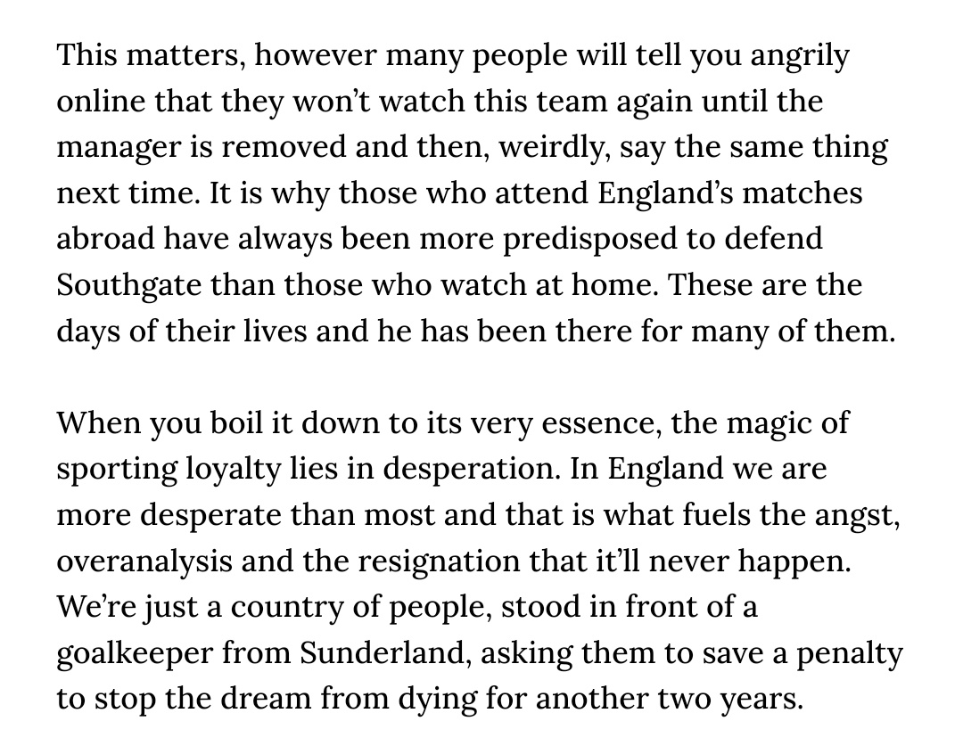 It's important to feel something real. This team makes you do that and this manager does too, despite their flaws.

inews.co.uk/sport/football…