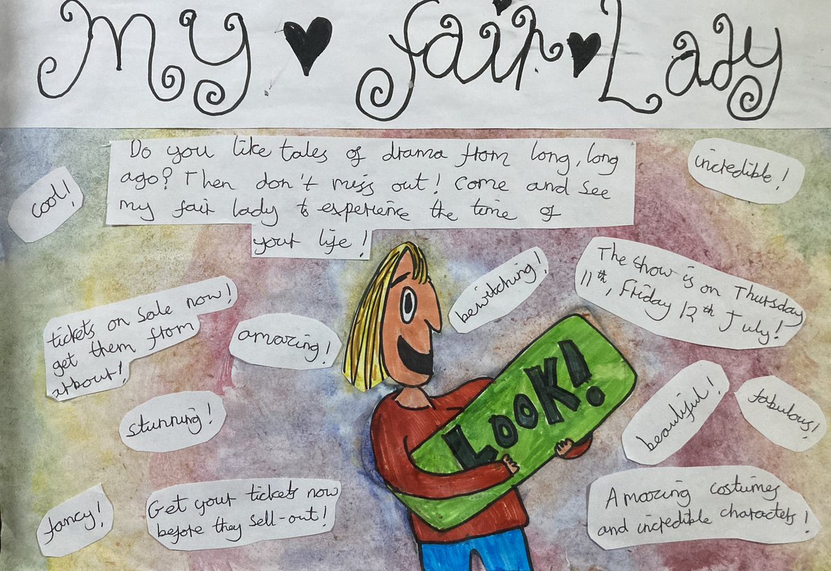 #MyFL2024 - Thrilled with 🎨support from students at East Bergholt High School - pictured: 1. Yr10 Programme Cover and Poster Design, 2. Yr9 supporting artwork, and 3. Yr7 Poster advertising the show. 
Main performances Thurs and Friday 11th/12th July 🎭
Open dress Weds 10th July
