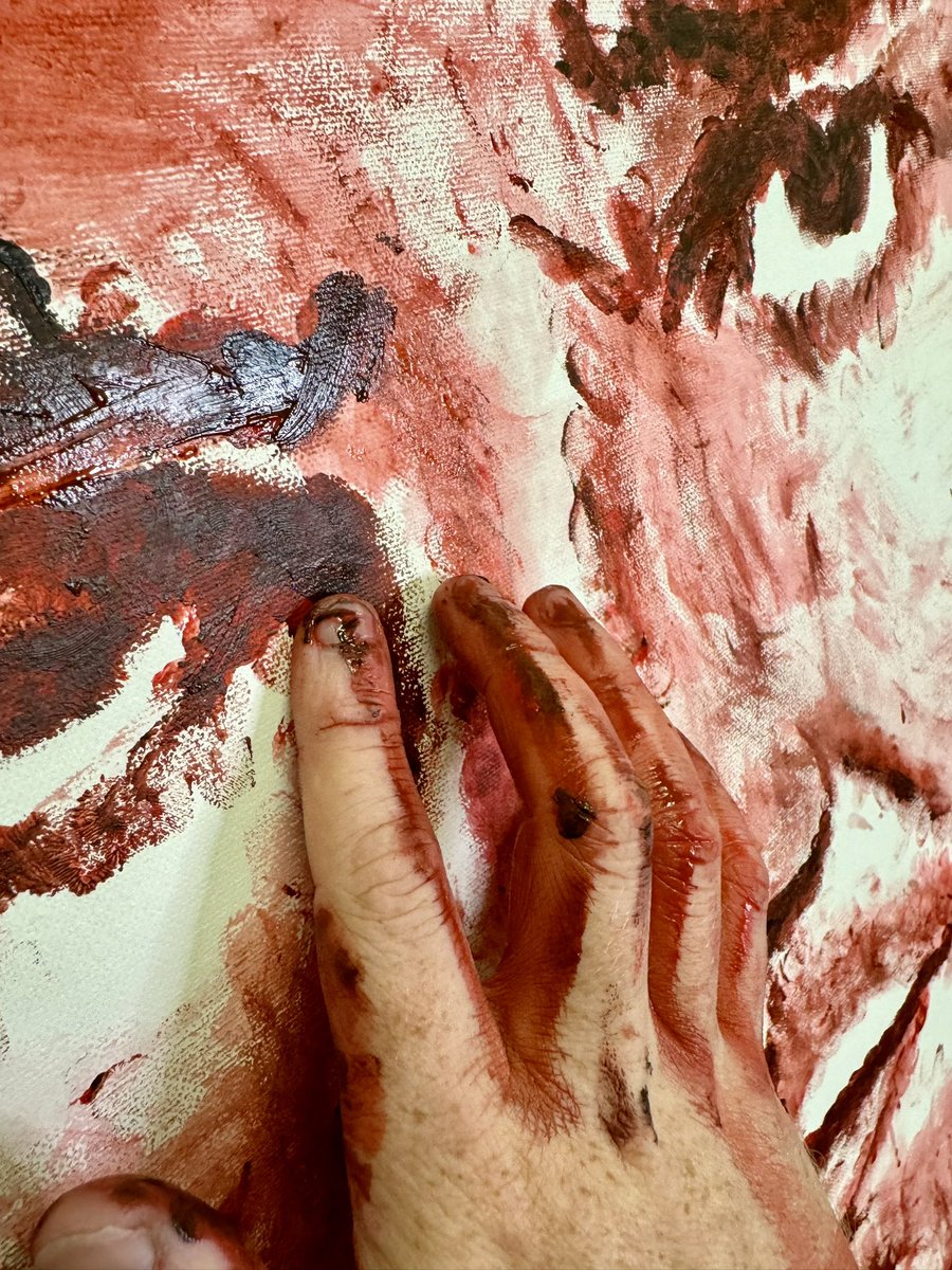 Because of the vampire reference, I created it entirely using fake blood fingerprints and handprints! 🩸 

#Angel #davidboreanaz #buffy #buffythevampireslayer #art #artist #artoftheday #artistsoninstagram #londonfilmandcomiccon #comiccon <a href="/Showmasters/">Showmasters</a> #lfcc #fyp