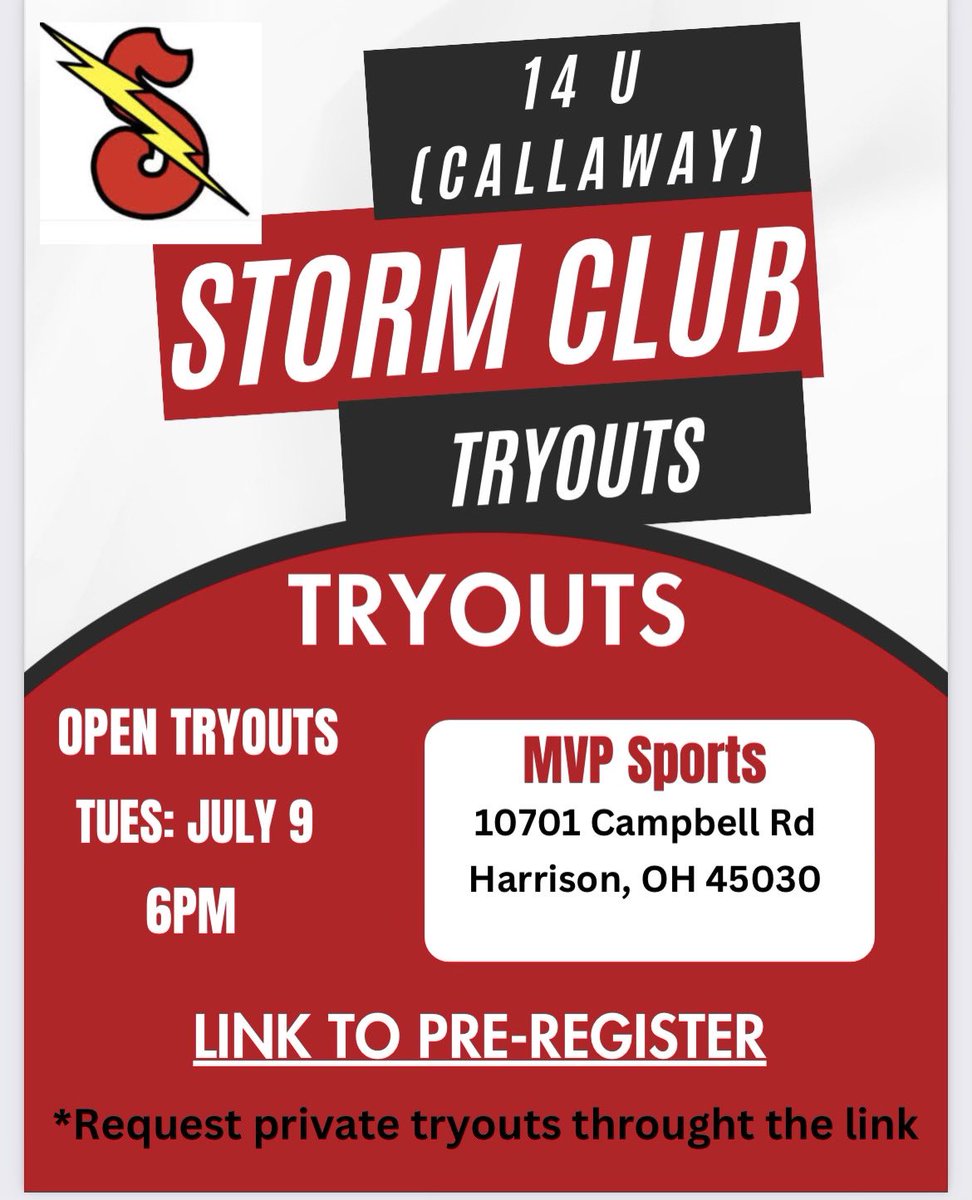 14U Callaway Tryouts - Tues, July 9th. 

docs.google.com/forms/d/1aTq3z…