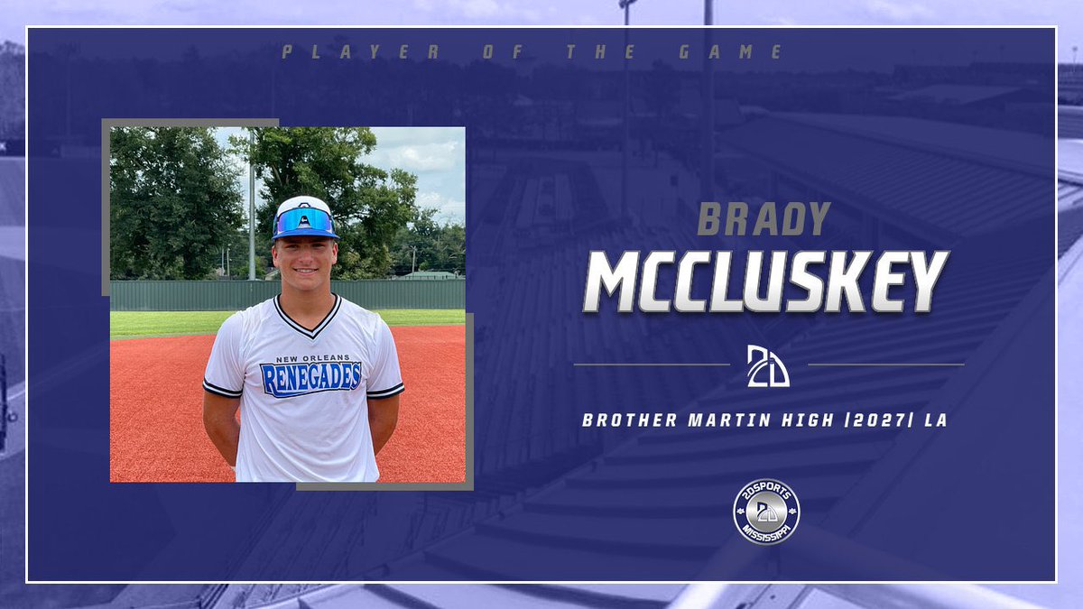⭐️Player of the Game⭐️

Brady McCluskey: 2-3, 3B, 2RBI, 2R
New Orleans Renegades 16u
#uncommitted #2DHitting