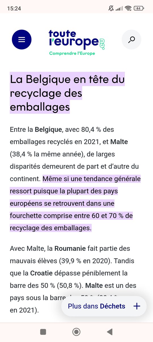 AmandineMQ's tweet photo. @lepointderage @hugoclement @Francetele Une partie est envoyée à l'étranger malheureusement c'est vrai. Mais niveau emballage, la Belgique est dans le top3 européen avec 80% de ses emballages recyclés. Et on frôle les 100% en recyclage du verre. Donc oui le système n'est pas parfait mais on fait du mieux qu'on peut. https://t.co/1TyHzpnKBt