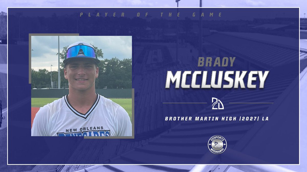 ⭐️Player of the Game⭐️

Brady McCluskey: 2-3, 3B, 3RBI, 3 SB
New Orleans Renegades 16u
#uncommitted #2DHitting