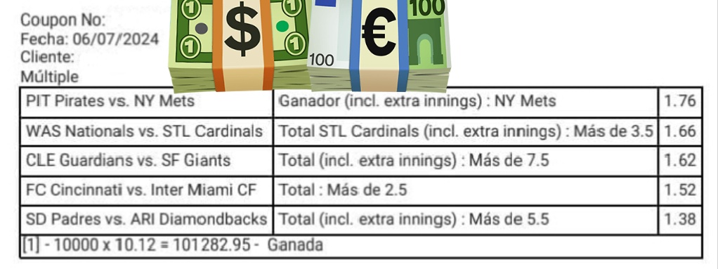 CAPODELPARLAY's tweet image. Saludos ayer acerté 7 ✔️ y falle 3 ✖️ espero que le sacarán provecho a los picks ya que ni cerca de la meta de las interacciones.
Si llegamos a 200 likes y 75 RT de esta publicación en 2 horas y media, regalo mis picks el día de hoy.