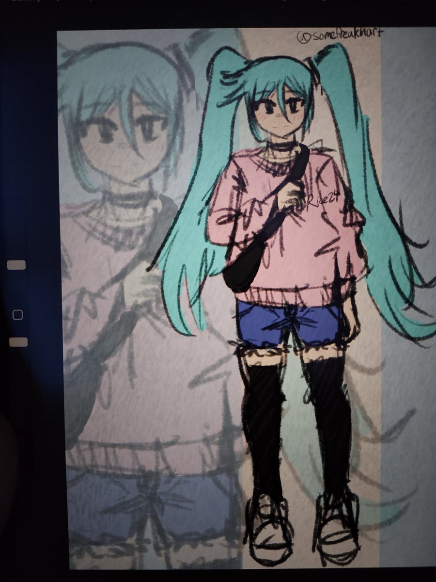 SomeFreakinArt's tweet photo. Travel Miku
Drawing on the plane is so hard... https://t.co/H2D3JaVa25