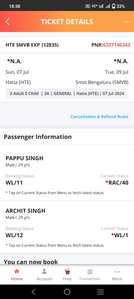 NitishS971's tweet photo. Mr.  @AshwiniVaishnaw  Today my friend missed the train from HTE to SMVT due to DHN-HTE delayed by approx 3 hour. This is happend due to only miss management of indian railway. So kindly return money back as soon as possible. 
@RailMinIndia @PMOIndia @RahulGandhi @drmdhnecr https://t.co/M2bLNrSdEK