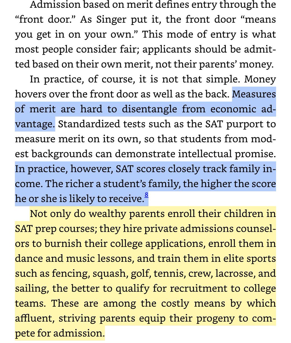 mcitraningrum's tweet photo. Ada profesor filsafat di Harvard yg keras banget mengkritik meritokrasi sampai dia nulis buku yg intinya bilang merit itu tirani.

Dan bahwa merit itu sulit sekali dipisahkan dari kondisi ekonomi. 

✅ Ini nggak sesederhana kaya vs miskin
✅ Merit ada sisi gelapnya: mereka yg bisa “naik” umumnya berpendapat itu deserved, mereka kerja keras - sayangnya sering lupa ada kondisi pendukung.

Jika hanya yg “kerja keras” yg bisa sukses, apa iya yg belum berhasil
itu juga deserve demikian karena kerja kurang keras? 

Belum tentu.
✅ Humility, atau kerendahan hati, adalah cara untuk mencegah tirani merit makin menjadi :)

Jika Prof. Sandel ngasih konteks AS, di Indonesia “academically gifted” itu bisa jadi karena punya privilese:

✅ Listrik nggak byarpet (bayangin belajar malam hari nggak ada lampu, atau di kelas cara ngajarnya masih konvensional)
✅ Makan bernutrisi (nggak harus daging, gizi seimbang)
✅ Pekerjaan ortu stabil, anak nggak harus bantu kerja (ada lho anak Indonesia yg mesti “bolos” bulanan ngikuti masa panen ladang/kebun)
✅ Akses sekolah baik (nggak harus nyebrang pulau, sungai, jalan sekian km)
✅ Ketemu guru yg hadir dan bisa mengajar dengan baik (tau sendiri kita kekurangan pengajar)
✅ Tinggal di kota (yap!)
✅ Lotre genetik (ini beneran nggak bisa diatur)

Jadi aku sepakat sama Prof. Sandel, humility itu pentiiiiing banget untuk mengimbangi meritrokrasi.