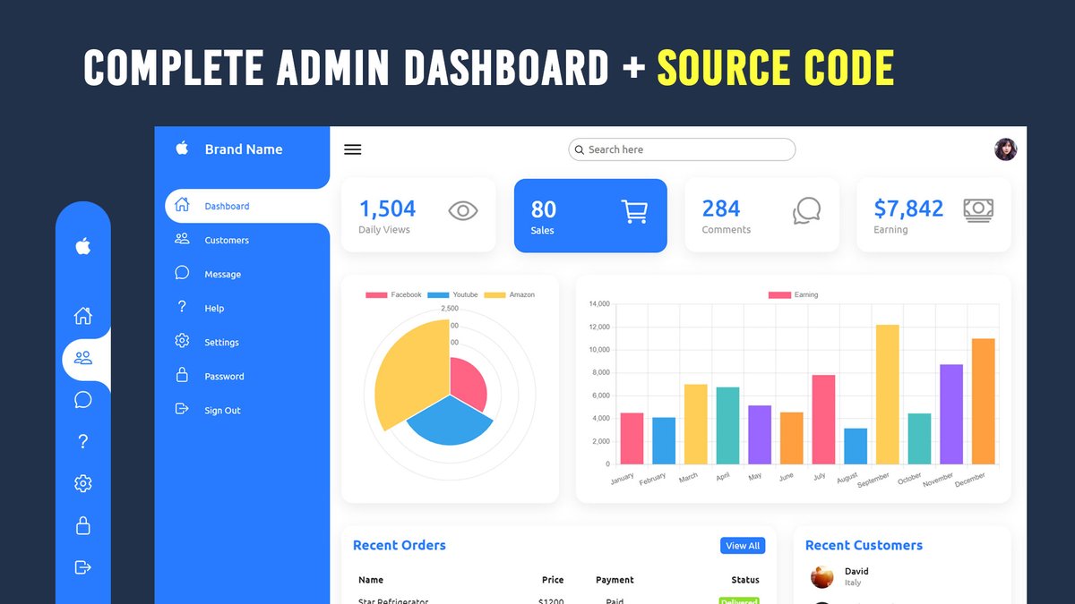 OnlineTutoria16's tweet photo. Complete Tutorial Video on my Youtube Channel - Online Tutorials
Admin Dashboard Html CSS & JS with Source Code
Watch This : https://t.co/n8D1Ts0bgT
All Source Code: https://t.co/Ve6L6IR15F
#html #CSS #javascript #webdevelopment #webdeveloper #webdesign #Coding #onlineTutorials https://t.co/Tvn6acY6Rd