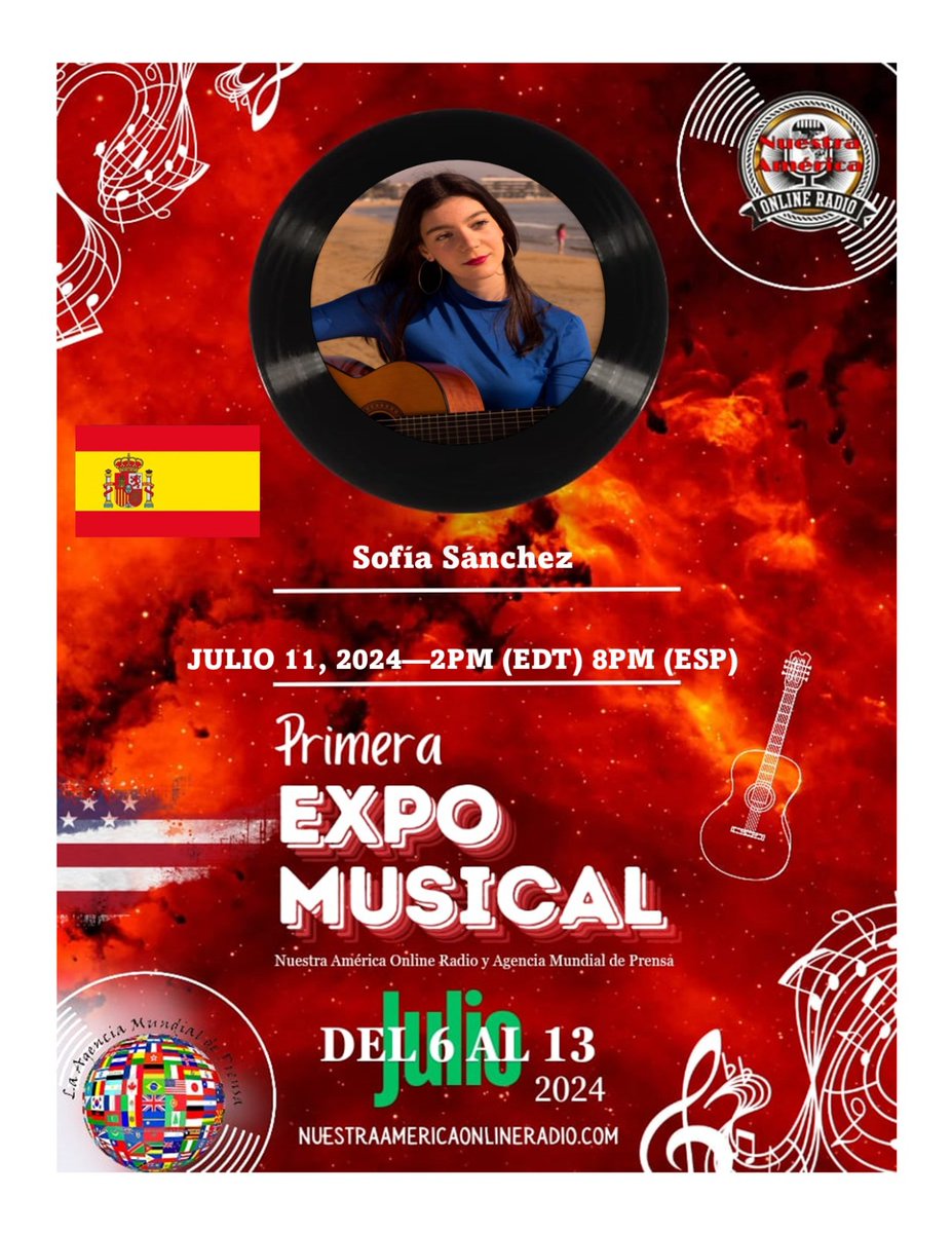 megagedeon's tweet photo. Sofía Sánchez intervendrá y actuará el 11 de julio a las 20:00 horas en el canal YouTube de Nuestra América Online Radio https://t.co/LYe5U3dC8B