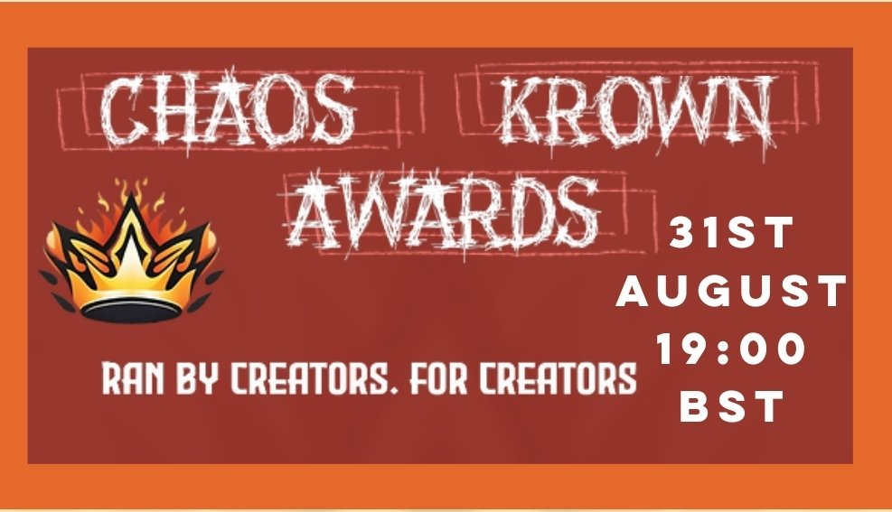 I'm genuinely in shock my community has voted me for vtuber creator award 😄 
I have literally no words especially after slowly coming back from a long break after having a baby and mental health thank you so much! 
chaoskrownawards.com