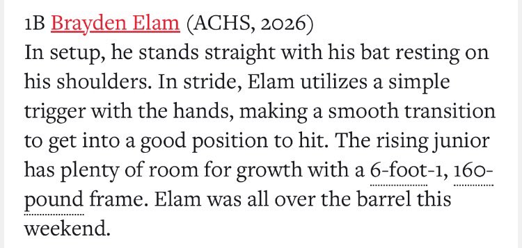 Thanks for the shoutout <a href="/prepbaseball/">Prep Baseball</a> <a href="/2026ILBraves/">2026 Illinois Braves</a>  <a href="/achsbaseball13/">ACHS Baseball</a>