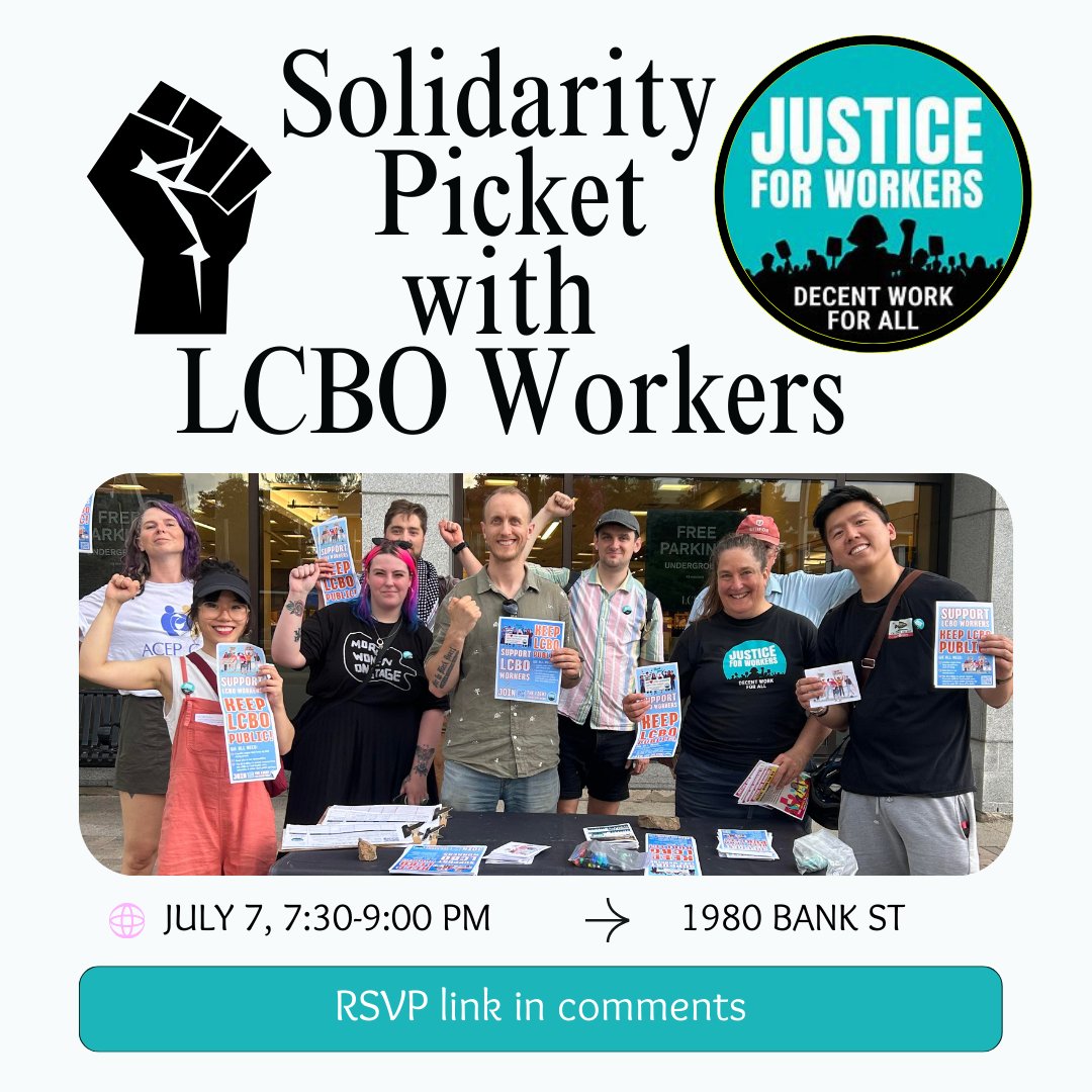 J4Wottawa's tweet photo. TONIGHT! Please join us. RSVP link in the comments. #keepLCBOpublic #supportLCBOworkers https://t.co/HKpD8AyIvQ
