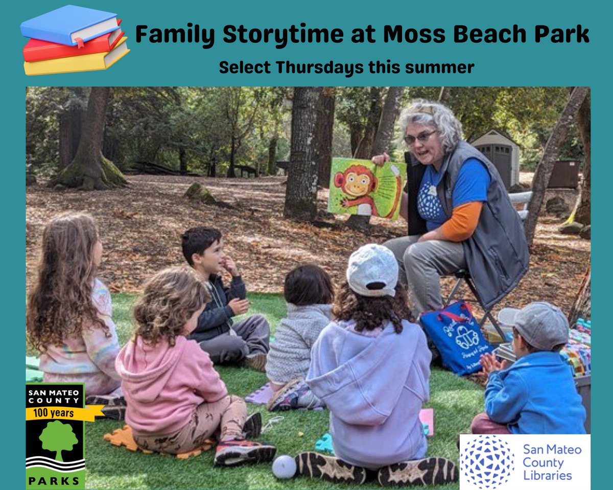 SMCParks's tweet photo. Stories, songs, and parks, oh my!
Join #SMCParks and #SMCLibraries for Family Storytime at Moss Beach Park. This fun event will take place from 4:30-5pm on select Thursdays this summer. Click here for exact dates: https://t.co/7fu5RTKgCQ https://t.co/KXe8AGOgwB