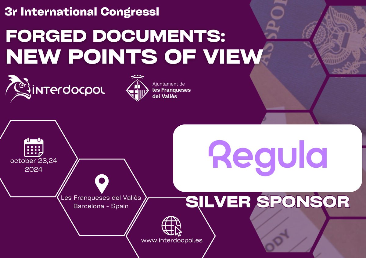 Interdocpol's tweet image. 🔝We are proud to announce @RegulaForensics as a sponsor of our congress.👏👏
🔎💻They will participate by providing the latest #technologies and #documentanalysis techniques, led by the best experts.👍

➕info: ow.ly/uco350Swk2W