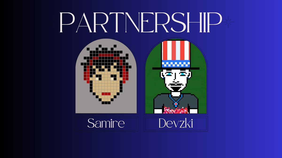 Devzkiofficial's tweet photo. We're thrilled to announce our partnership with Samire! Together, we'll bring you exclusive pixel art NFT collections and exciting community events. Stay tuned for amazing collabs and unique art! 🌟 #PixelArt #Devzki #Samire @Pixils_Man786 @samireshamsi https://t.co/dH31CDd9si https://t.co/bNH2OcdoFf