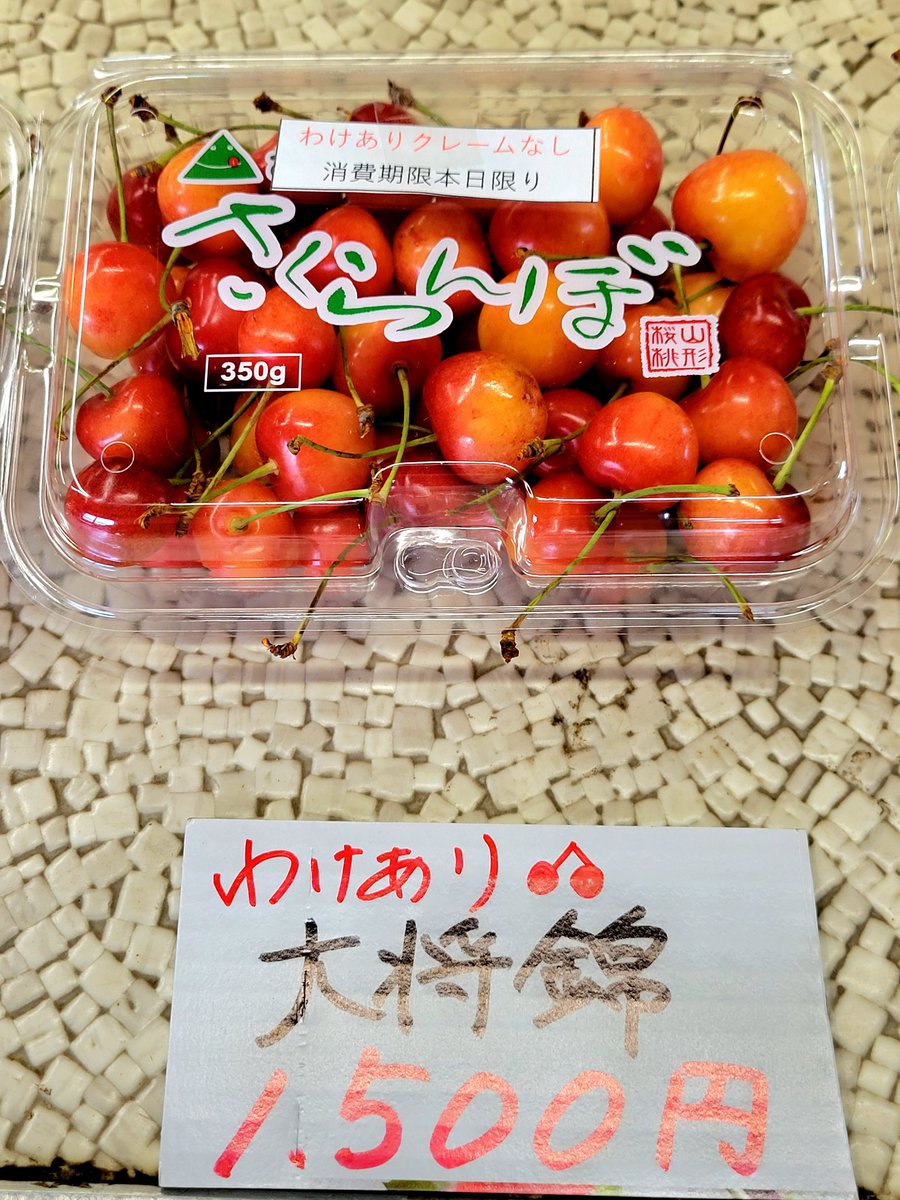 Nekoberry22's tweet photo. 山形までさくらんぼ🍒を買いに

もう仙台のスーパーにもないから
どこもかしこも今夏は終了
かろうじて上山のチェリーランドさんが最後の残り僅かのさくらんぼを放出してくれていました
佐藤錦は早く終わる品種なのあった！🥰
でも完熟だから消費期限は本日のみ
今年最後の🍒をたらふく味わいます🙏 https://t.co/XNSv7XBk9x